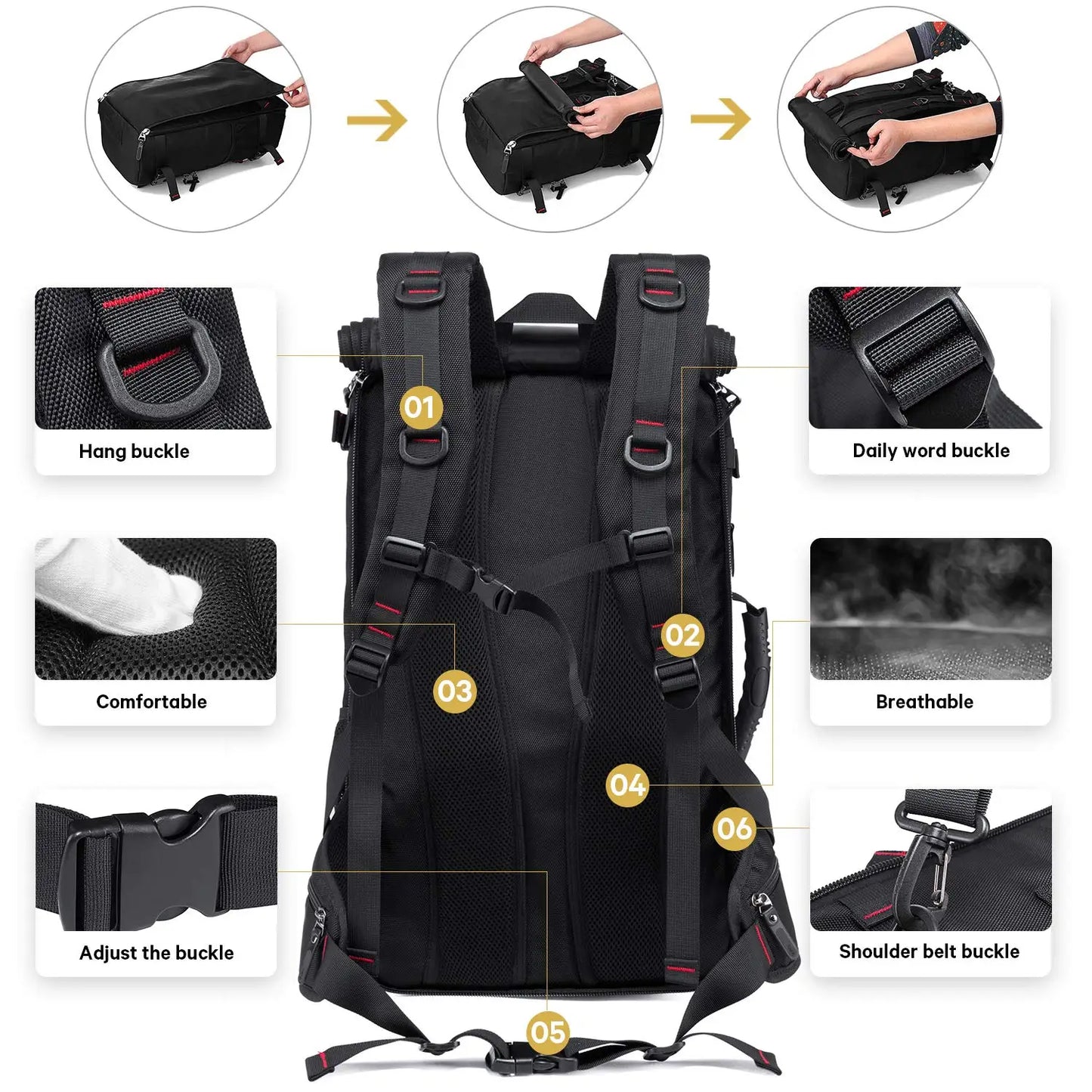 Waterproof Travel Backpack 50L – Men's Hiking & Outdoor Rucksack