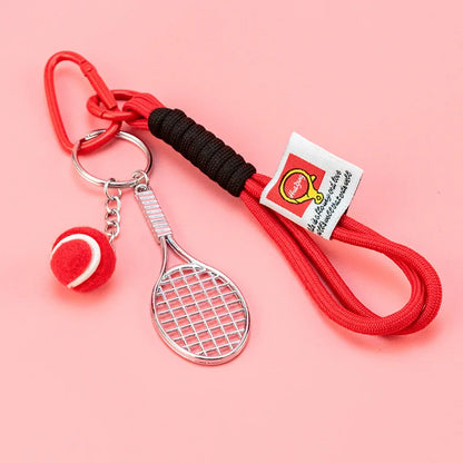 Tennis Racket Keychain – Handwoven Rope Bag Charm & Key Ring