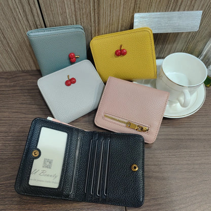 Women's Slim Genuine Leather Wallet – Sweet Cherry Rivet Card Holder