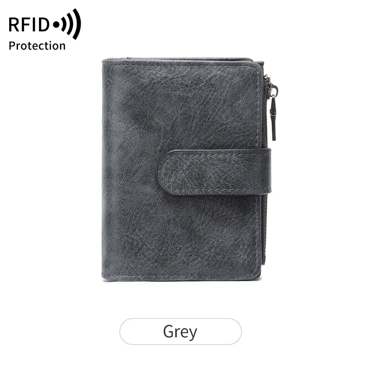 RFID Anti-Theft Women's Wallet – Retro Trifold Coin Purse with Zipper Closure