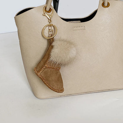 Fluffy Pompom Glove Keychain – Cute Winter Bag Charm
