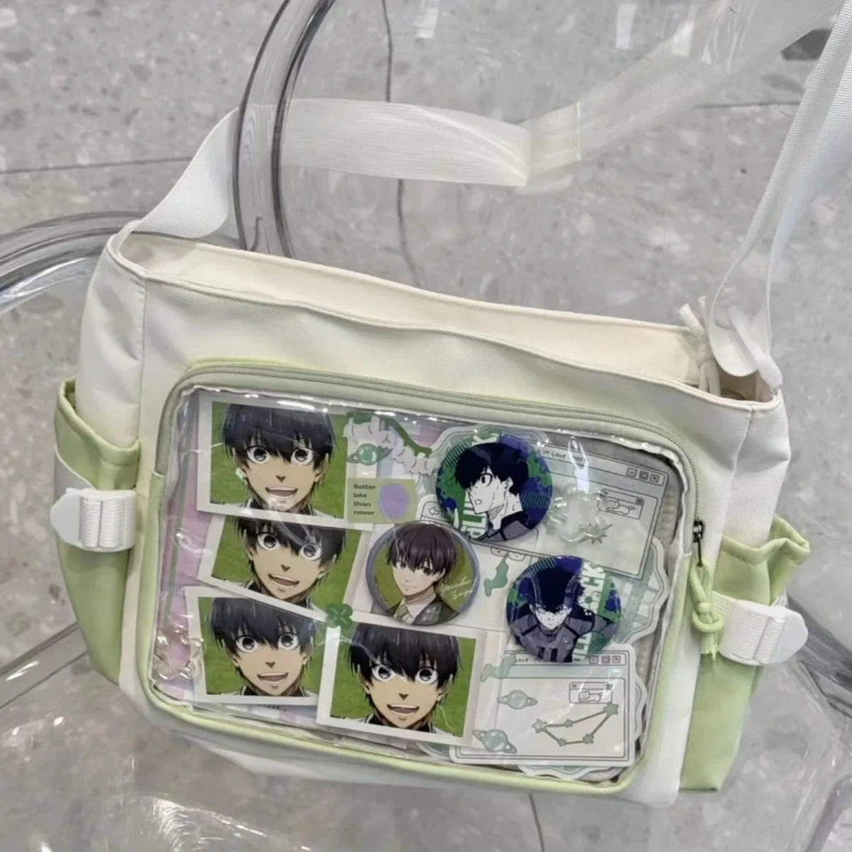 Anime Postcard Display Crossbody Bag Clear Window Messenger Bag
