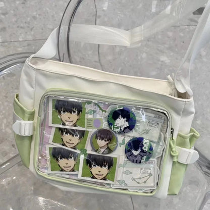 Anime Postcard Display Crossbody Bag Clear Window Messenger Bag
