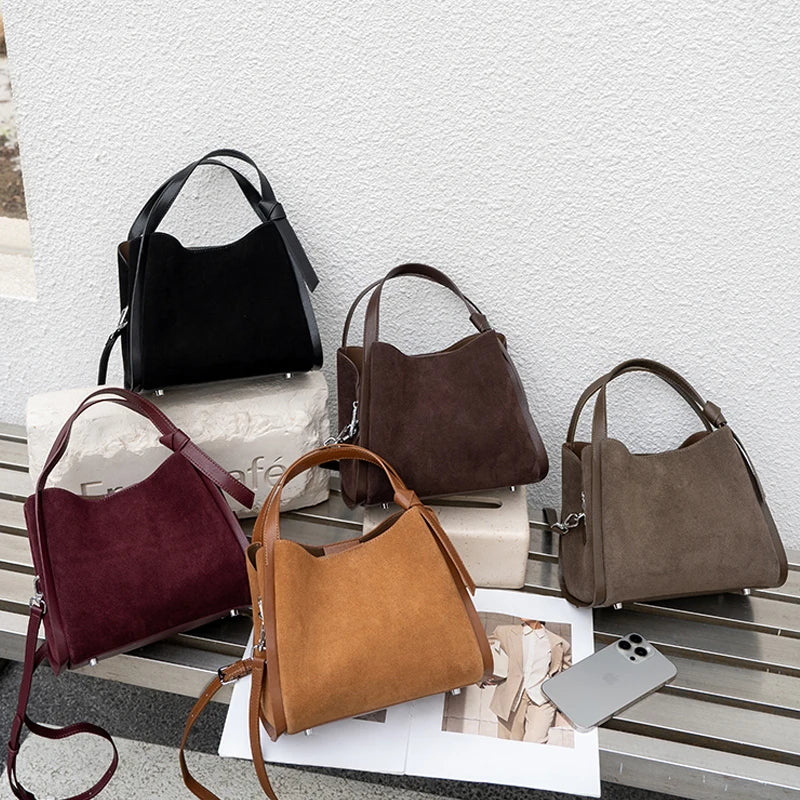 Women's Genuine Suede Leather Shoulder Bag – Luxury Designer Handbag