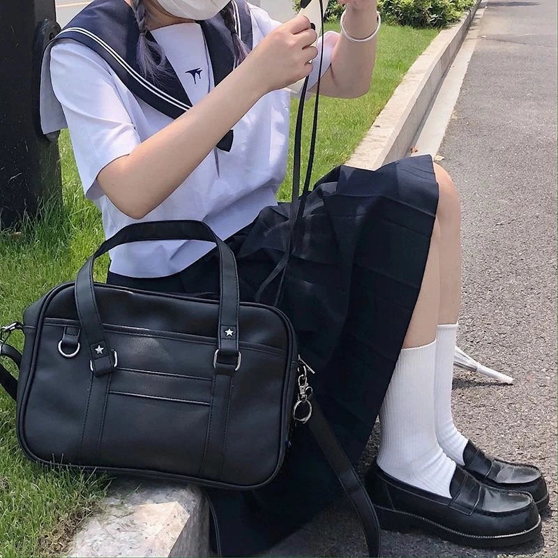 Japanese JK School Bag – Large Capacity PU Leather Shoulder Bag for Women