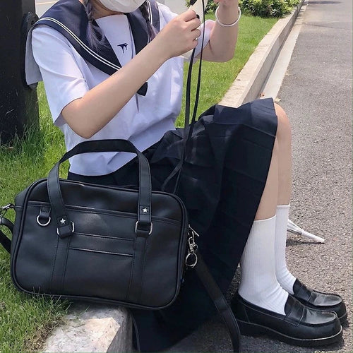 Japanese JK School Bag – Large Capacity PU Leather Shoulder Bag for Women