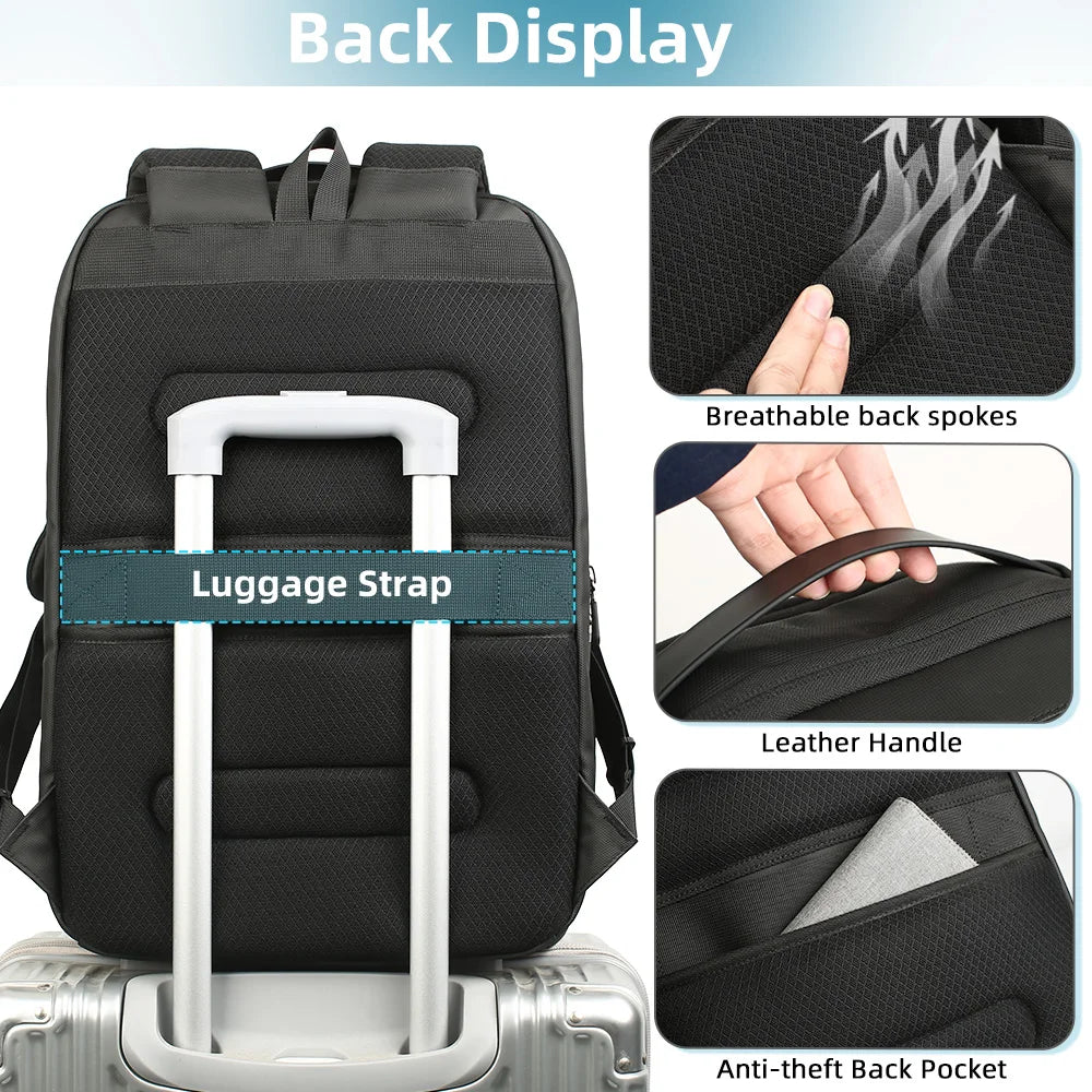 Large Capacity Waterproof Laptop Backpack 17.3 Inch – Men's Travel Rucksack