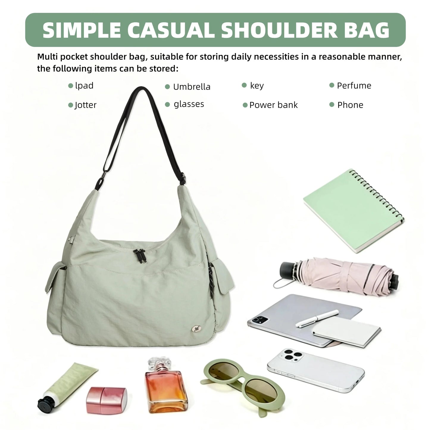 Hobo Shoulder Bag Women's Casual Multi-Pocket Sling