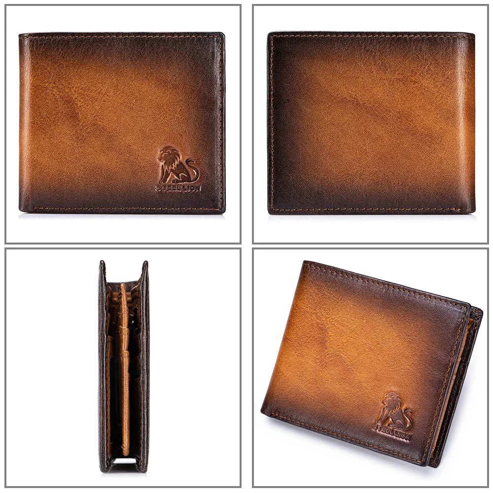 RFID Blocking Genuine Leather Bifold Wallet for Men