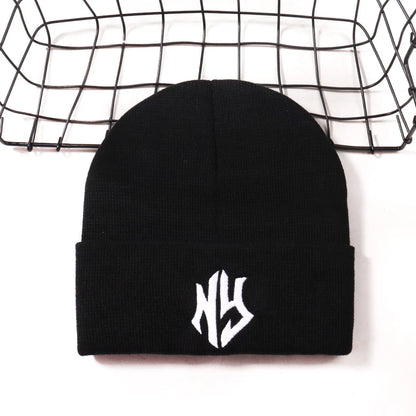 NY Embroidered Knit Beanie – Unisex Winter Hat