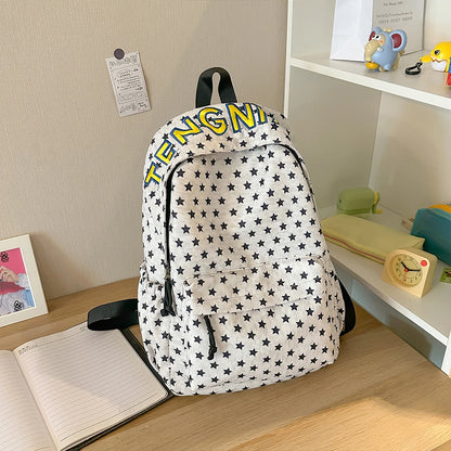 Star Print Letter Backpack – Cute School Bag for Women & Girls