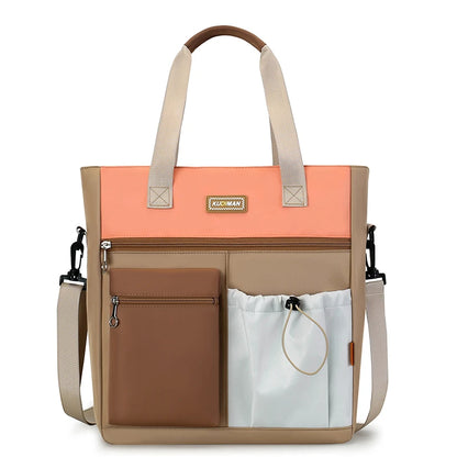 Color Block Crossbody Tote Bag – Large Waterproof School Bag