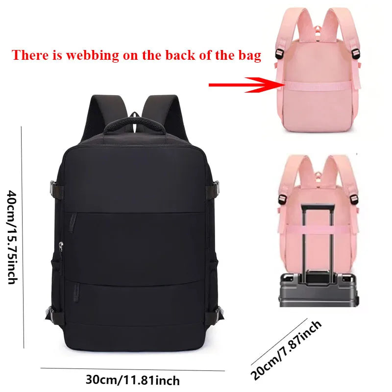 Large Capacity Travel Backpack with Luggage Strap for Women