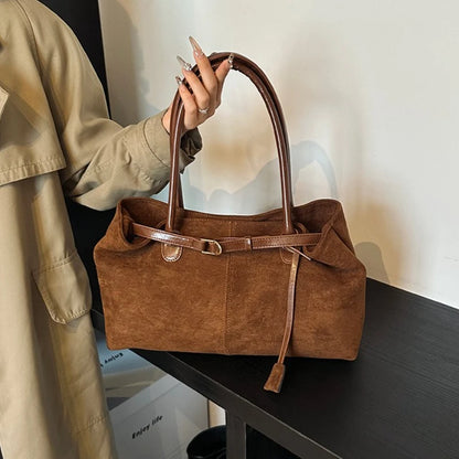 Women's Suede Tote Bag – Large Capacity Shoulder Bag