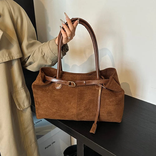 Women's Suede Tote Bag – Large Capacity Shoulder Bag