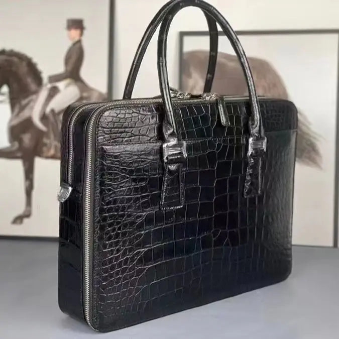 Luxury Crocodile Leather Briefcase for Men