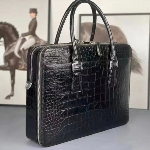 Luxury Crocodile Leather Briefcase for Men