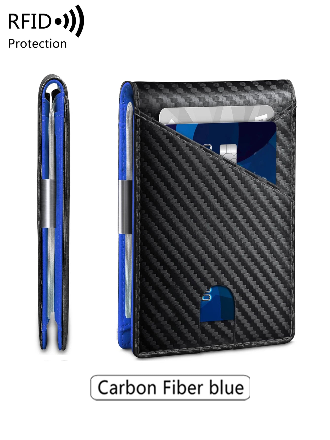 RFID Blocking Carbon Fiber Slim Front Pocket Wallet for Men