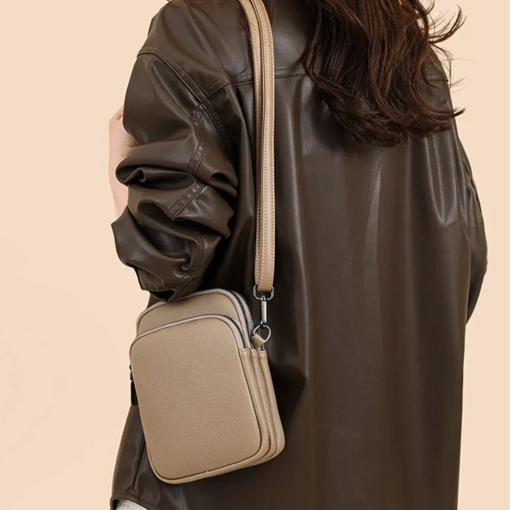 2025 New 100 Genuine Cowhide Women S Leather Mobile Phone Bag Crossbody Bags Designer Messenger