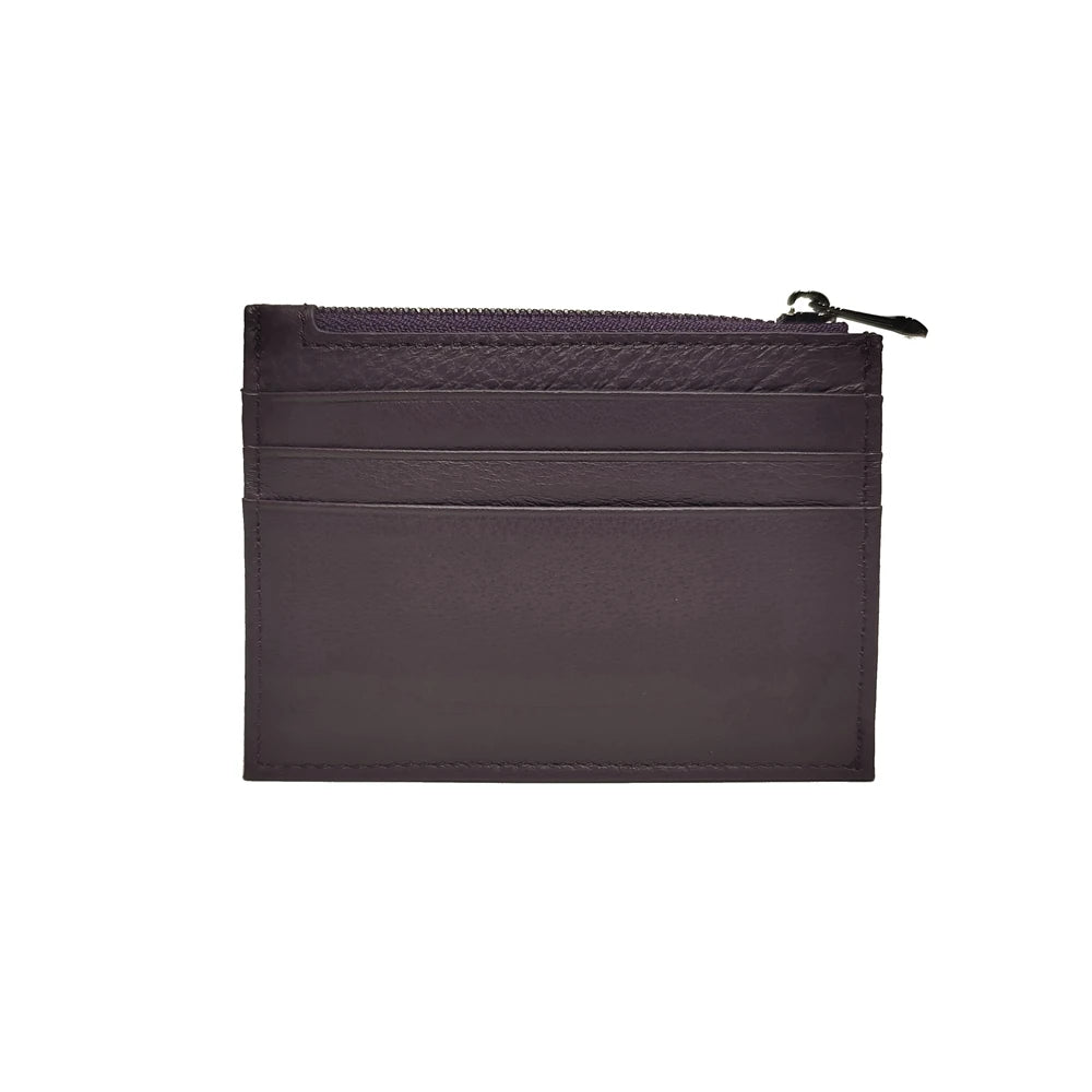 Genuine Leather Card Holder with Zipper Coin Purse – Slim Wallet
