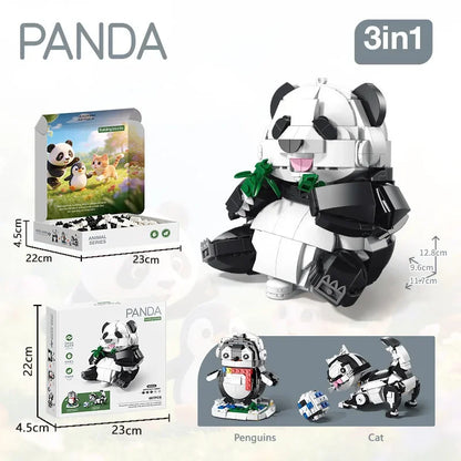 3-in-1 Animal Building Blocks Set – DIY Capybara, Panda, Penguin & More