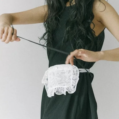 Ruffle Lace Fanny Pack – Y2K Aesthetic Waist Bag
