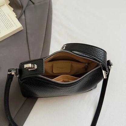 Soft Leather Shoulder Bag – Women's Crossbody Handbag with Charm