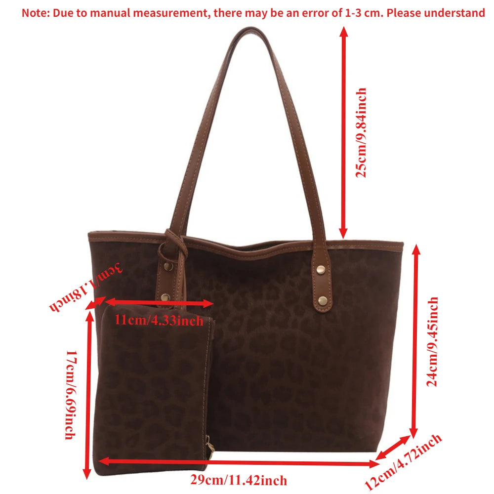 Leopard Print Tote Bag Set – 2-Piece Women's Shoulder Bag