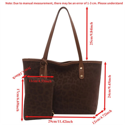 Leopard Print Tote Bag Set – 2-Piece Women's Shoulder Bag