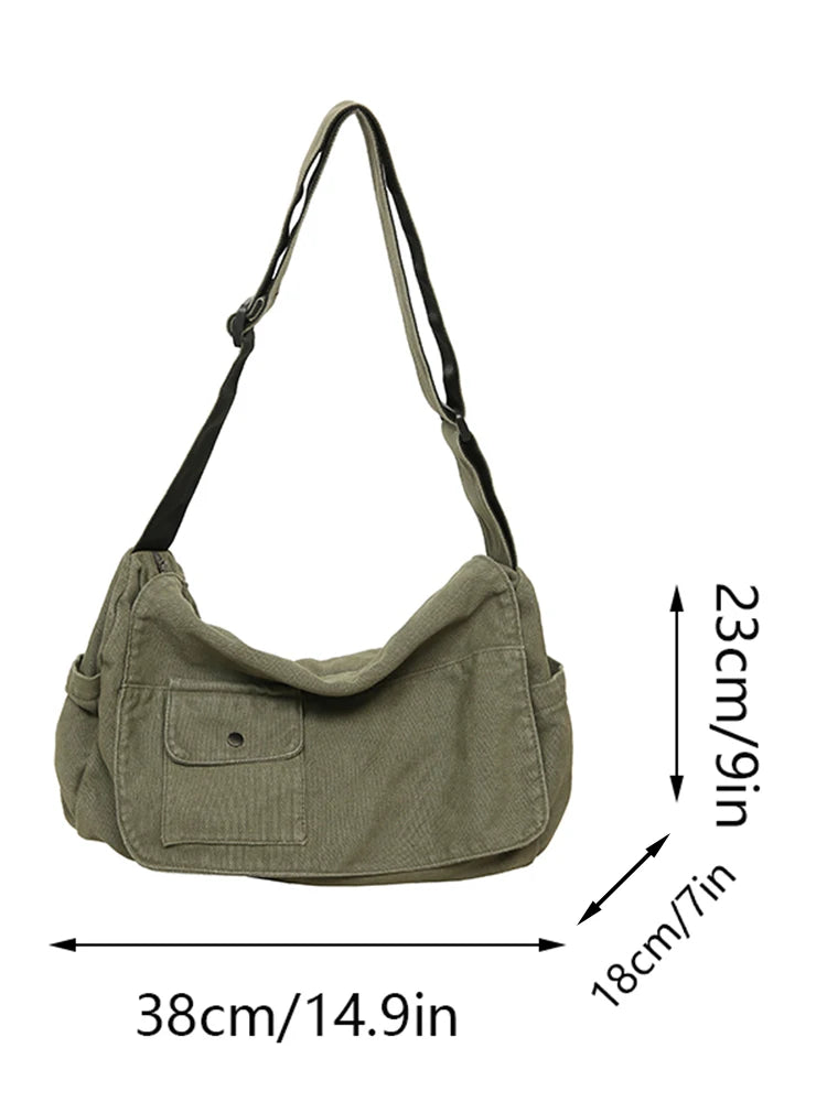 Canvas Crossbody Messenger Bag – Large Capacity Shoulder Bag