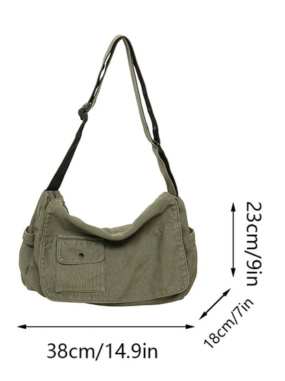 Canvas Crossbody Messenger Bag – Large Capacity Shoulder Bag