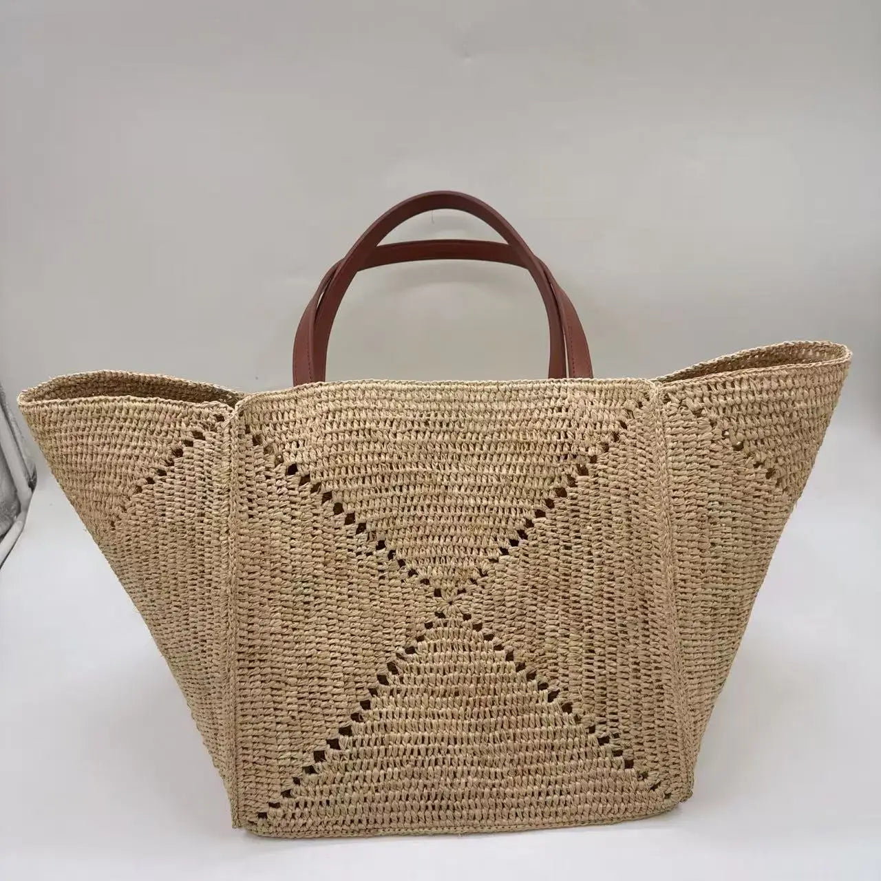 Fashionable Versatile Lafite Straw Weaving Design Tote Shoulder Casual Bag Street Trend Arrival Soft