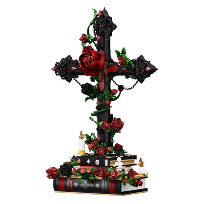 Gothic Rose Cross MOC Building Blocks Set – 1349pcs Floral Display