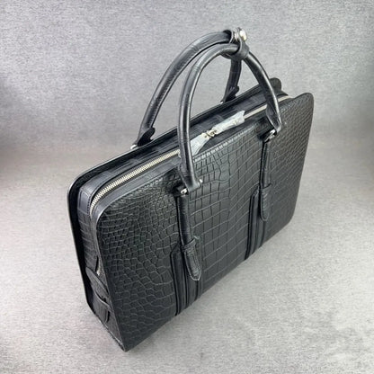 Crocodile Leather Men's Briefcase – Black Luxury Business Bag