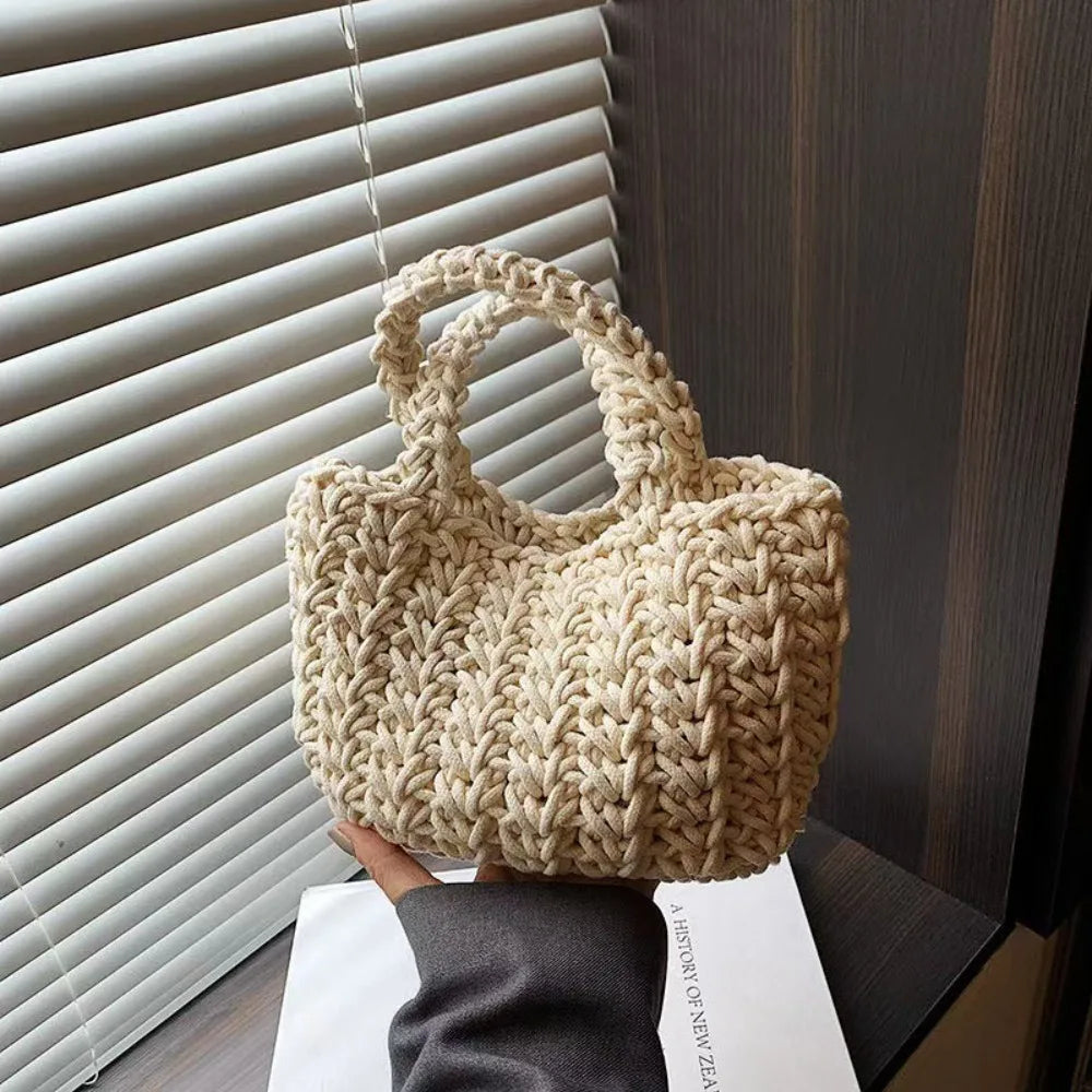 Hand-Woven Cotton Rope Bag – Women's Crochet Handbag