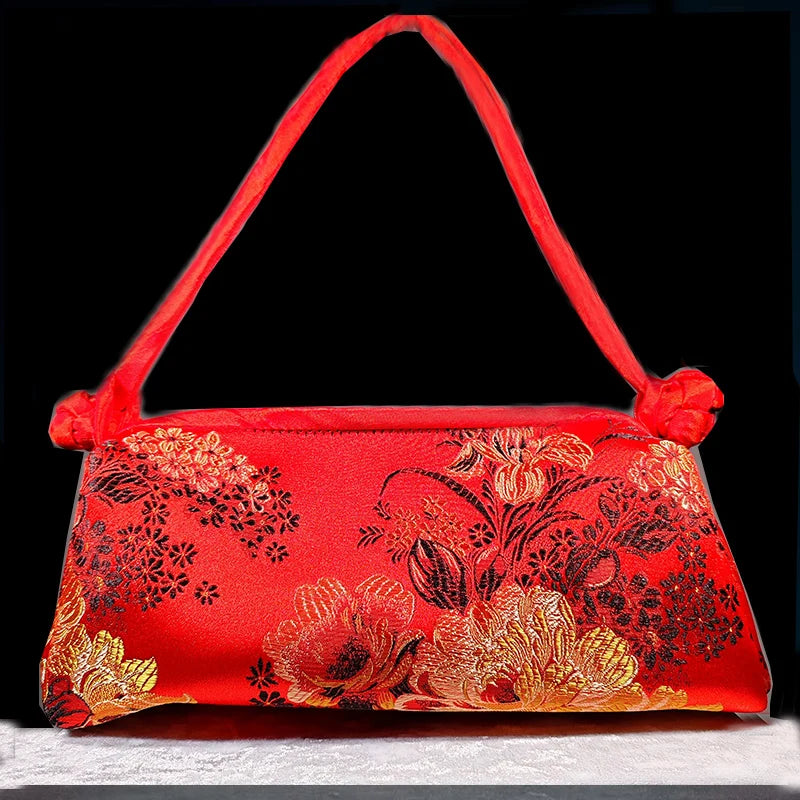 Embroidered Silk Shoulder Bag – Floral Cheongsam Purse