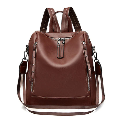Leather Backpack for Women – Waterproof Anti-Theft Bag