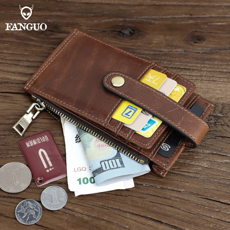 Genuine Leather Card Holder Wallet for Men – Large Capacity