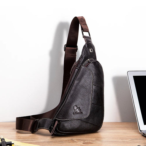 Genuine Leather Men's Triangle Sling Chest Bag – Retro Mini