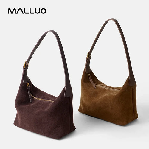 Suede Leather Crossbody Bag - Casual Shoulder Handbag for Women