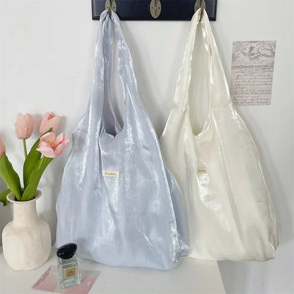 Satin Tote Bag – Large Capacity Lightweight Shoulder Bag for Women