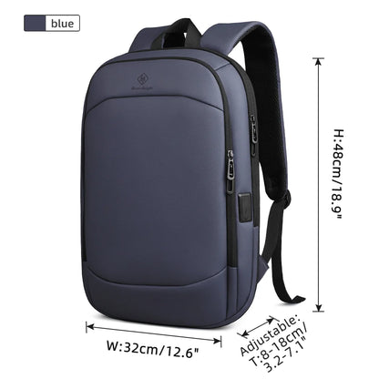 Business Backpack for Men – 17" Laptop, USB Port, Slim Expandable, Waterproof