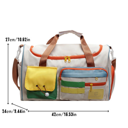 Colorblock Duffel Bag – Large Travel & Gym Bag with Multiple Pockets