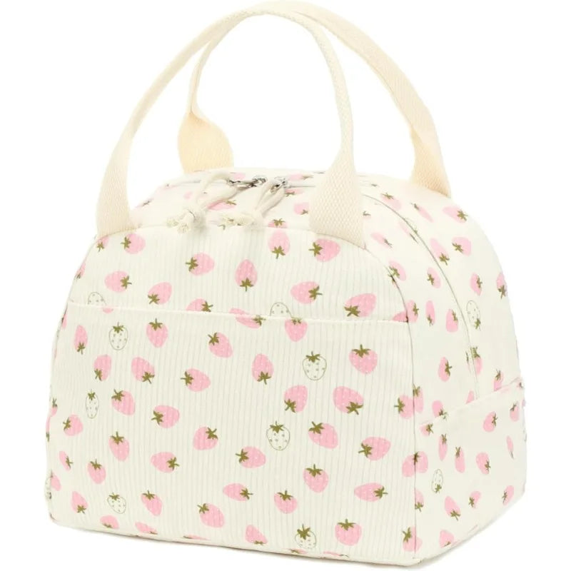 Corduroy Lunch Bag Thermal Insulation Box Storage Handbag Multifunctional Kid School Cooler Picnic