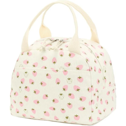 Corduroy Lunch Bag Thermal Insulation Box Storage Handbag Multifunctional Kid School Cooler Picnic