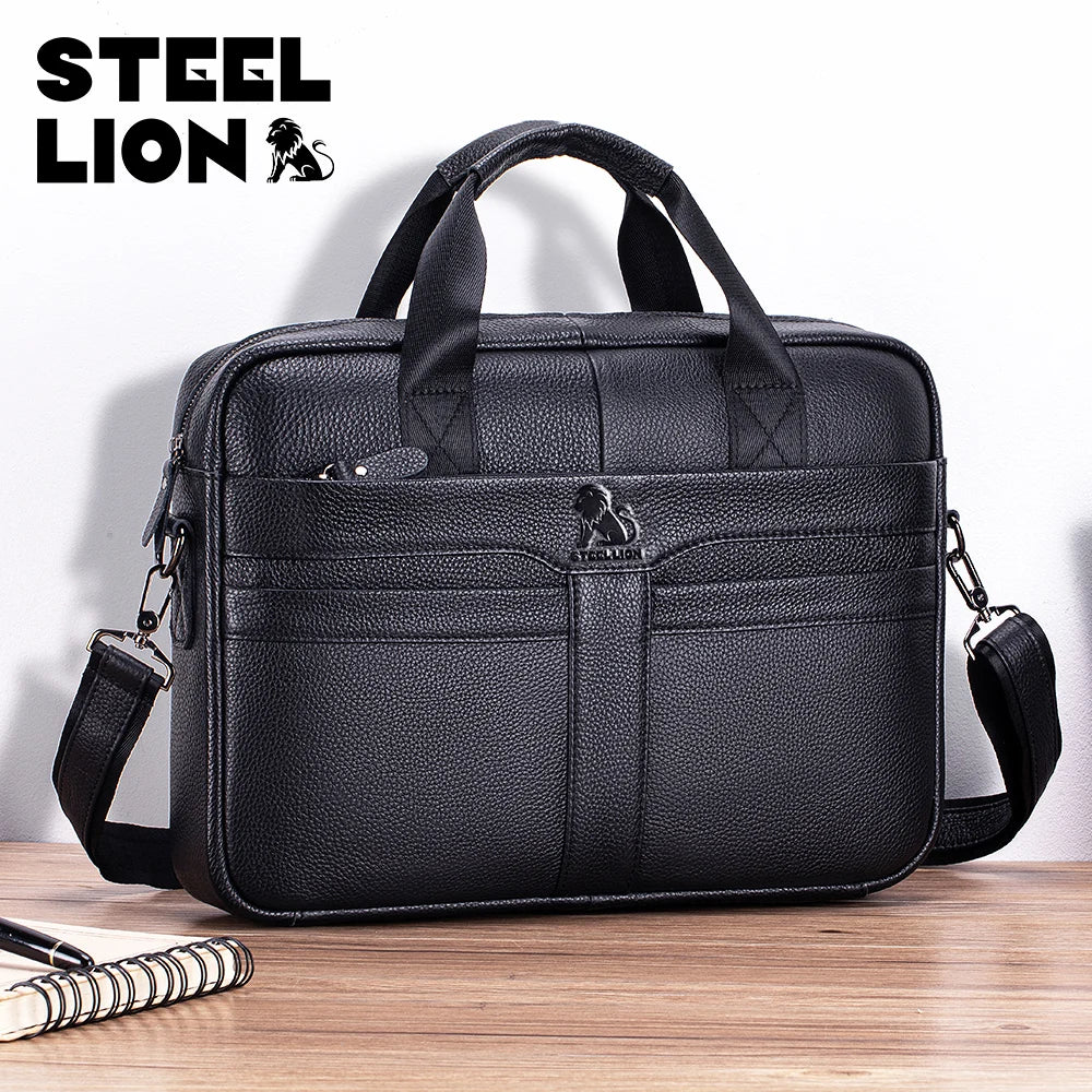 Steel Lion Men's Genuine Leather Briefcase & Laptop Bag