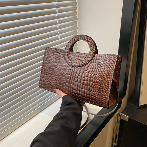 Crocodile Pattern Shoulder Bag – Large Capacity Retro Crossbody