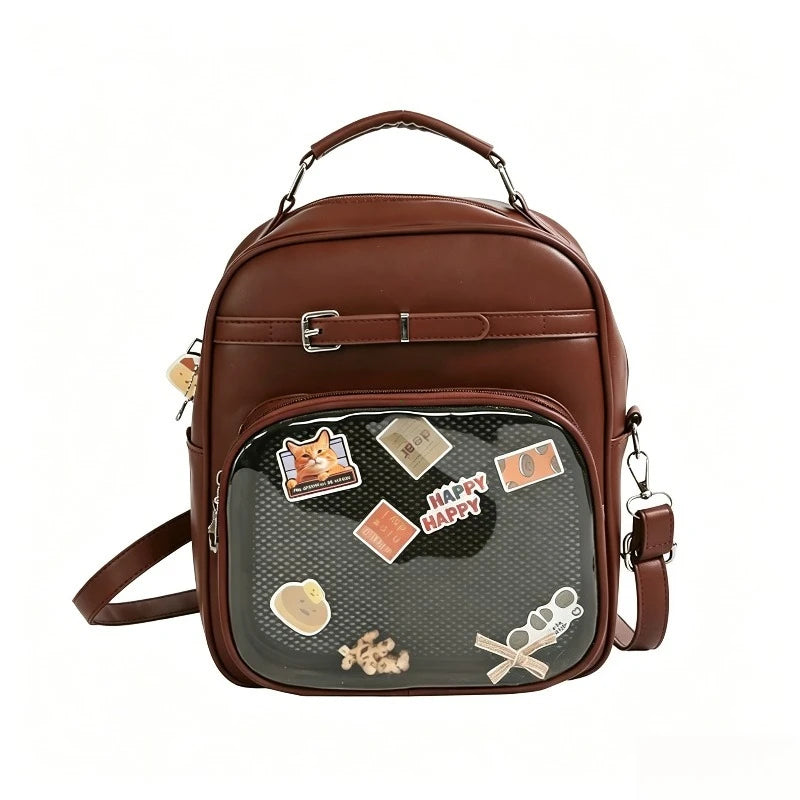 Ita Bag Preppy Style Crossbody Backpack – Clear Window Mini Bag for Girls