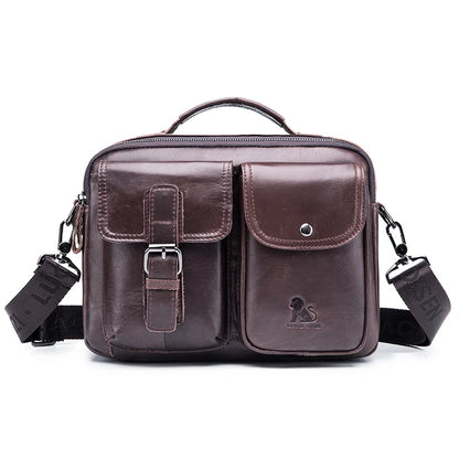 Men's Genuine Leather Crossbody Bag – Retro Cowhide Square Satchel