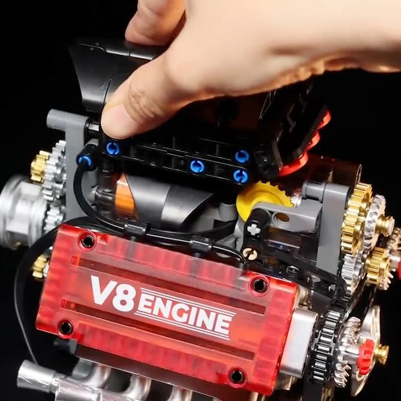 V8 Engine Motorized Building Blocks Technical Model Set